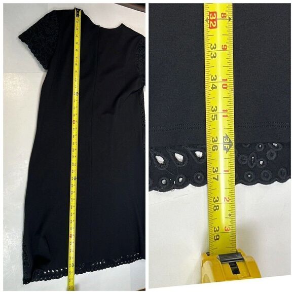 J. Mclaughlin Black Shift Dress Eyelet Embroidery Bainbridge Jewel XS - Picture 10 of 12